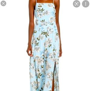 Leith Floral Maxi Dress w/Side Slit Tie Back XS